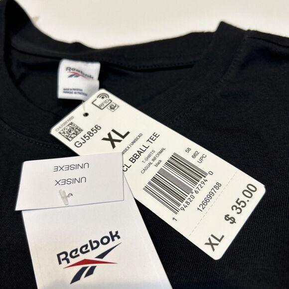Reebok Spellout Logo Shirt Adult Extra Large XL Black Short Sleeve Basketball - Picture 6 of 12